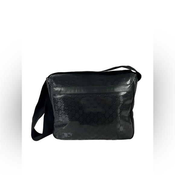 GUCCI 270794 black Imprime Mamas Diaper Bag messenger logo flap Authenticated - Picture 11 of 16